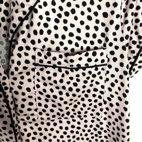 Kate Spade Pink and Black Dot Sleep Shirt Small Button Up Short Sleeve - Picture 3 of 8